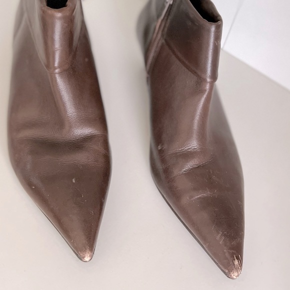 Luichininy Dale Brown Vintage Leather Pointy Toe Ankle Booties Size 7 - Picture 5 of 8